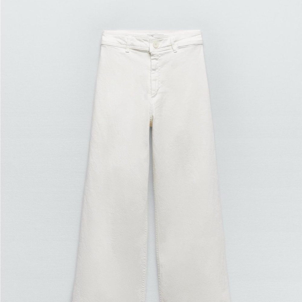 Zara White High-Wasted ZW Marine Straight Leg Jeans
